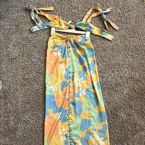Sabo Skirt Yellow Blue Orange Floral Midi Dress